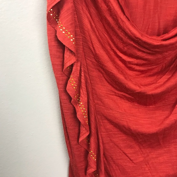 Baby Phat Burnt Orange Studded Sleeveless Blouse L - Picture 4 of 7